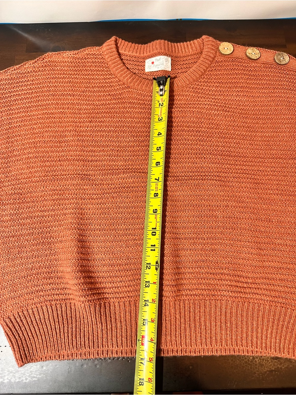 Poof! Rust Button-Shoulder Crewneck Sweater - Picture 5 of 11